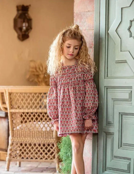 Vestido estampado granate "Dante" - PARDALETS