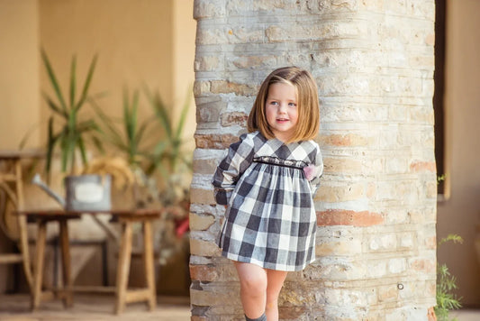 Vestido con braguita cuadros grises y blancos "Francesco" - PARDALETS