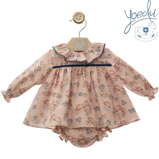 Jesusito rosa empolvado y flores azules "Remy" - PARDALETS