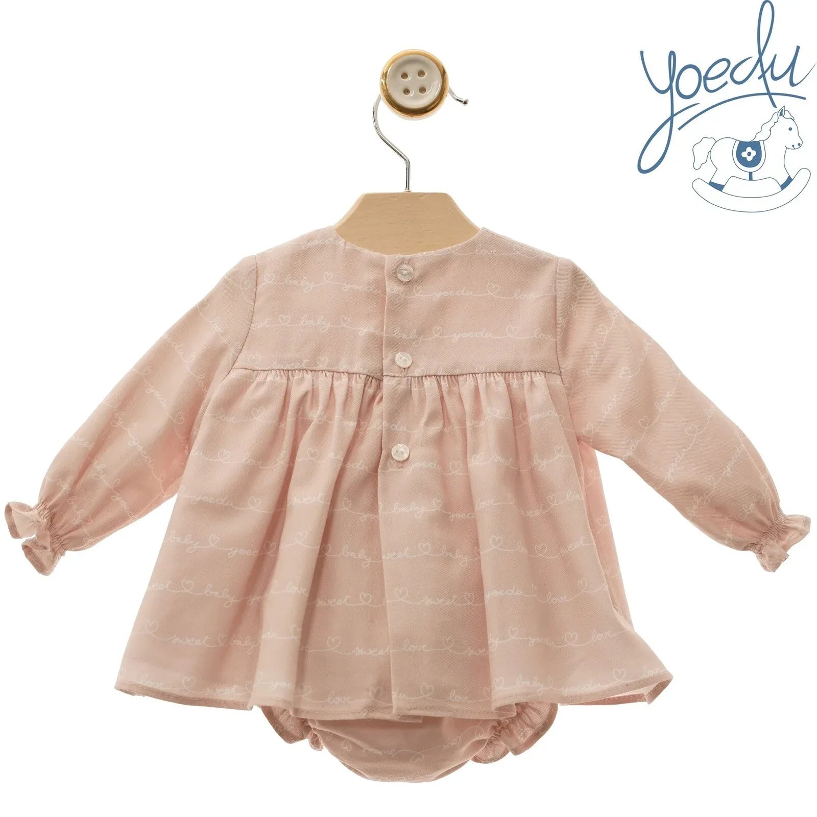 Vestido rosa con letras blancas y capota "Aladdin" - PARDALETS