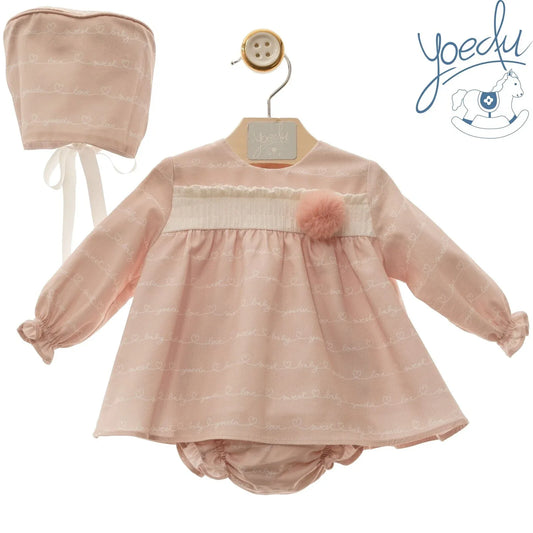 Vestido rosa con letras blancas y capota "Aladdin" - PARDALETS