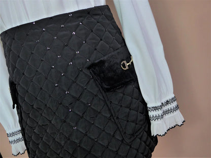 Falda negra acolchada con lentejuelas - PARDALETS