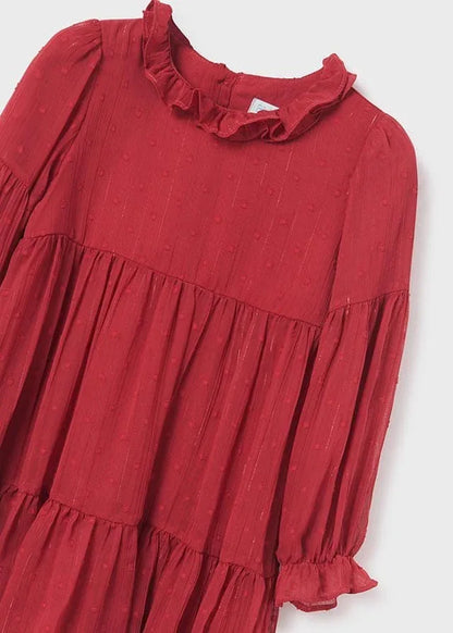 Vestido gasa plumeti granate - PARDALETS