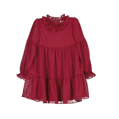 Vestido gasa plumeti granate - PARDALETS