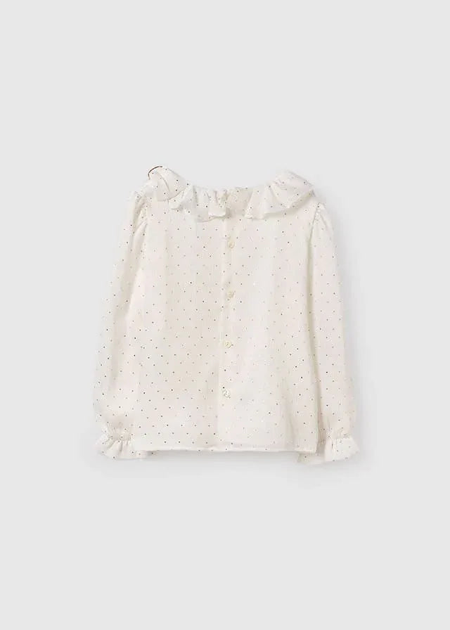 Blusa crudo bambula de seda topitos dorados - PARDALETS