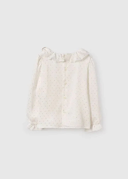 Blusa crudo bambula de seda topitos dorados - PARDALETS