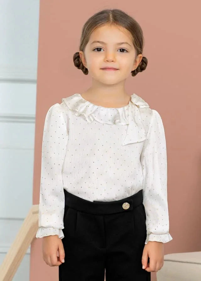 Blusa crudo bambula de seda topitos dorados - PARDALETS