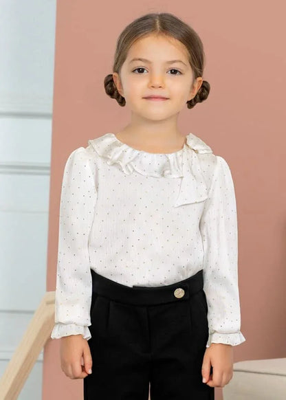 Blusa crudo bambula de seda topitos dorados - PARDALETS