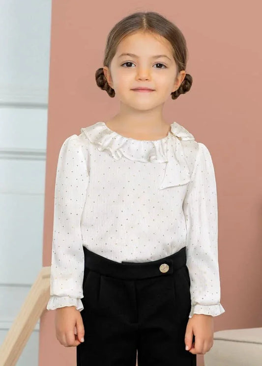 Blusa crudo bambula de seda topitos dorados - PARDALETS