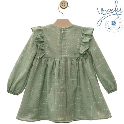 Vestido verde empolvado con letras "Pinocho" - PARDALETS