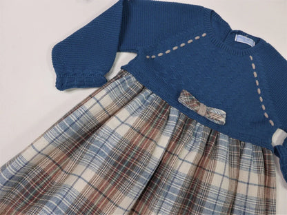 Vestido azul eclipse y falda cuadros - PARDALETS