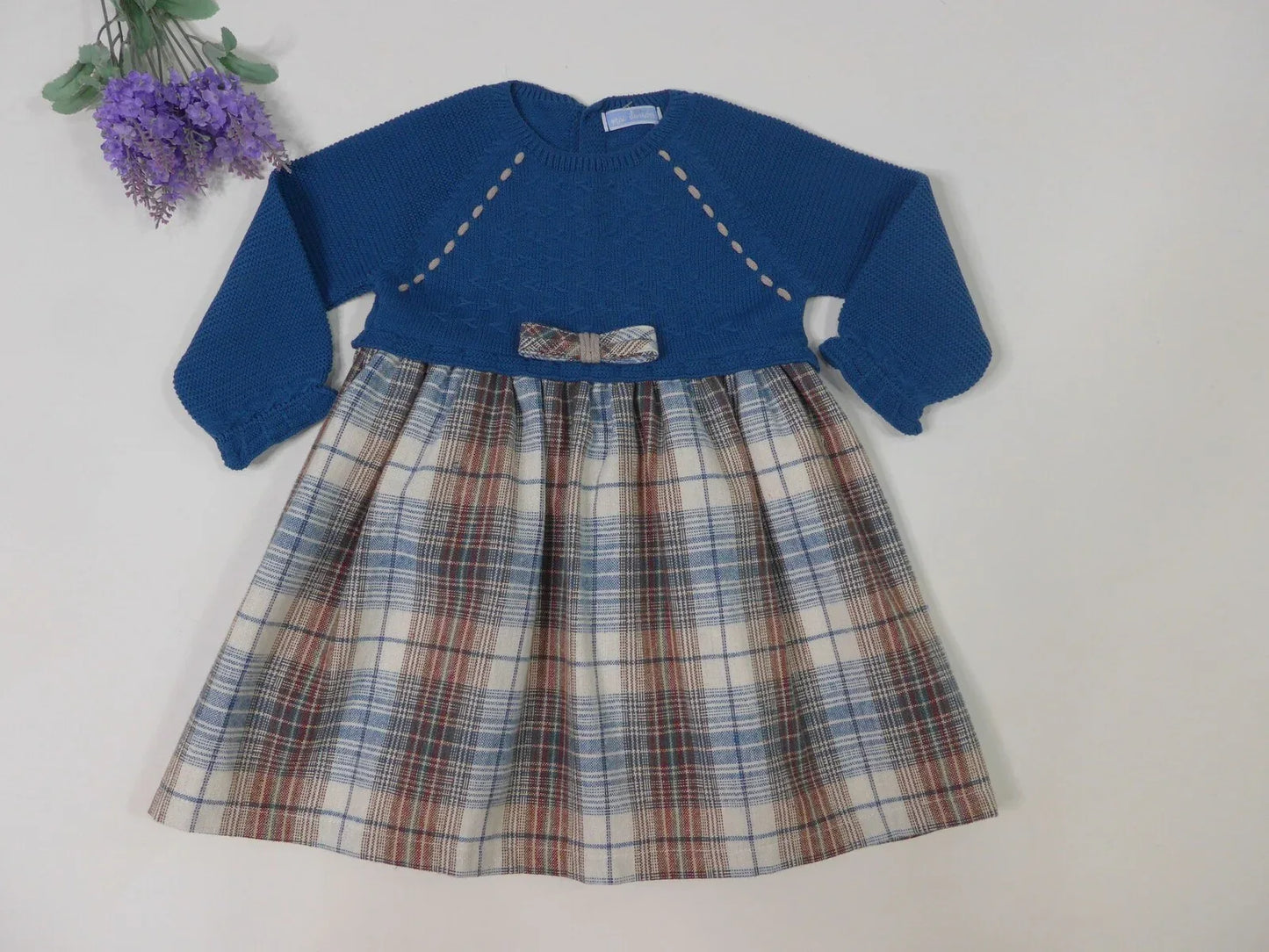 Vestido azul eclipse y falda cuadros - PARDALETS