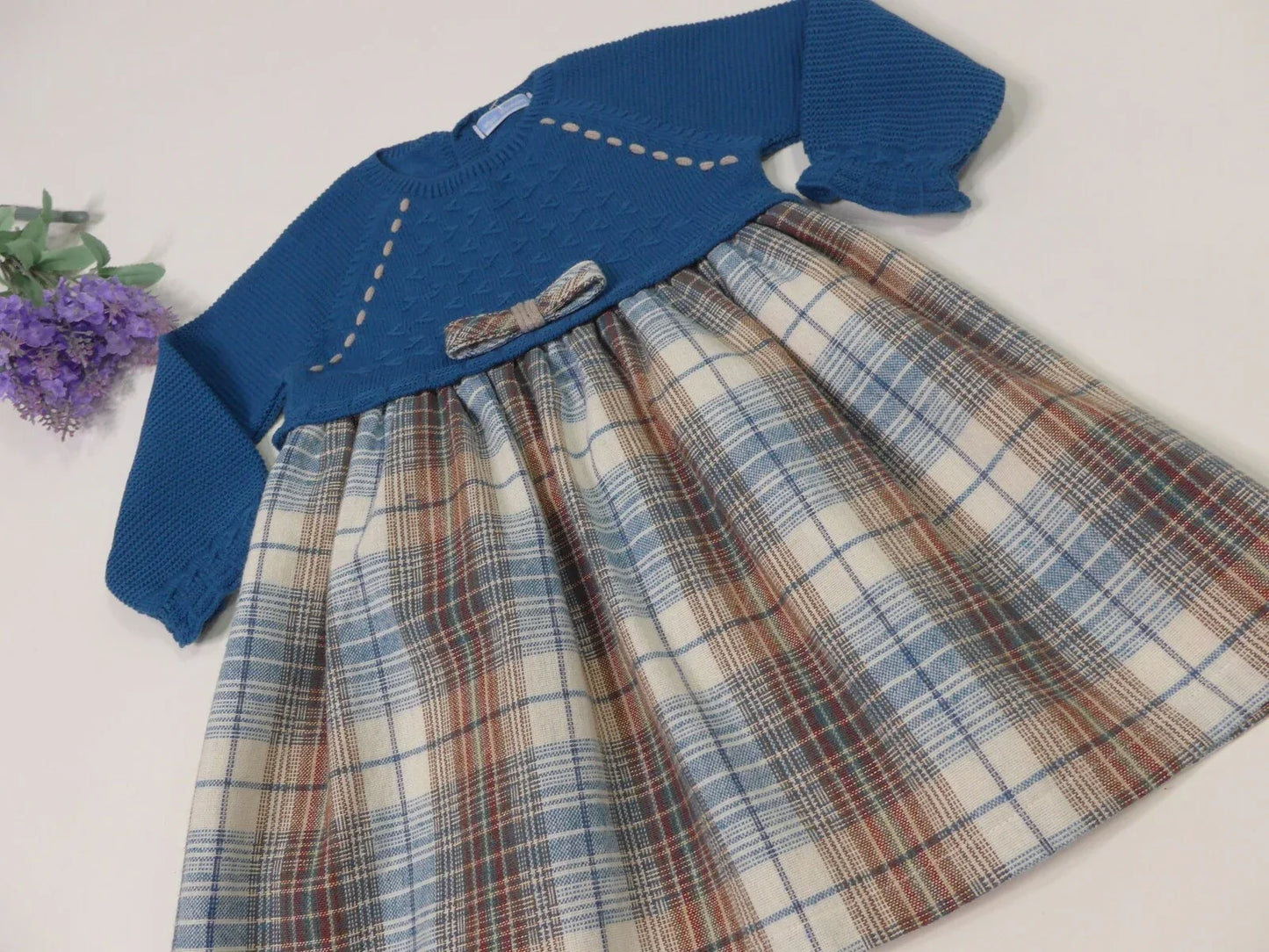 Vestido azul eclipse y falda cuadros - PARDALETS