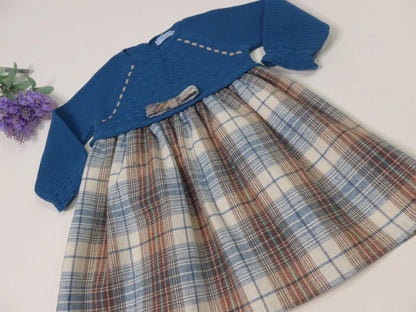 Vestido azul eclipse y falda cuadros - PARDALETS