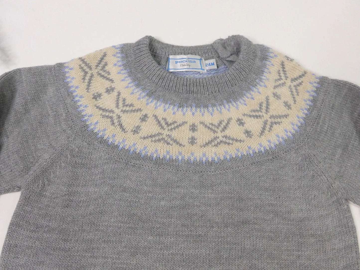 Jersey gris con greca celeste y beig - PARDALETS