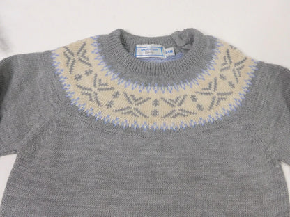 Jersey gris con greca celeste y beig - PARDALETS