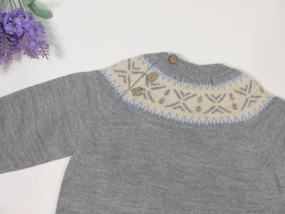 Jersey gris con greca celeste y beig - PARDALETS