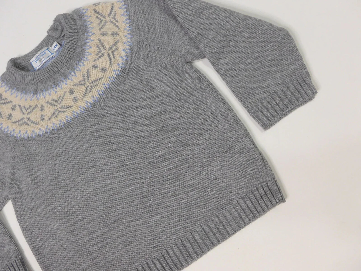 Jersey gris con greca celeste y beig - PARDALETS