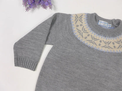 Jersey gris con greca celeste y beig - PARDALETS