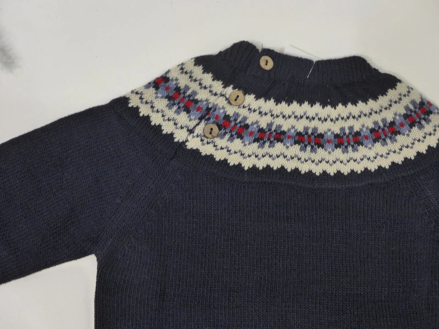 Jersey marino y greca beig con detalles rojos - PARDALETS