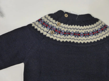 Jersey marino y greca beig con detalles rojos - PARDALETS