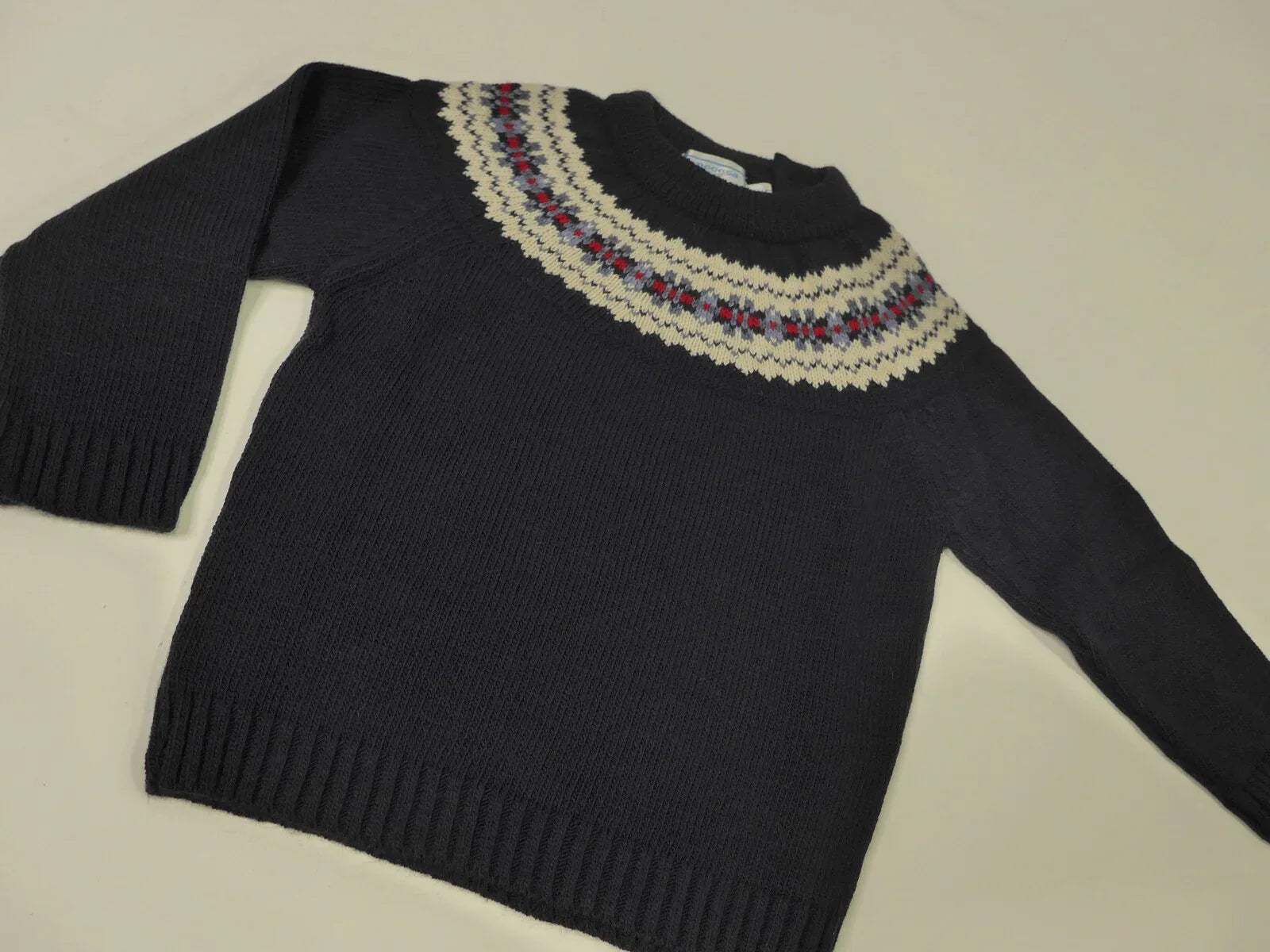 Jersey marino y greca beig con detalles rojos - PARDALETS