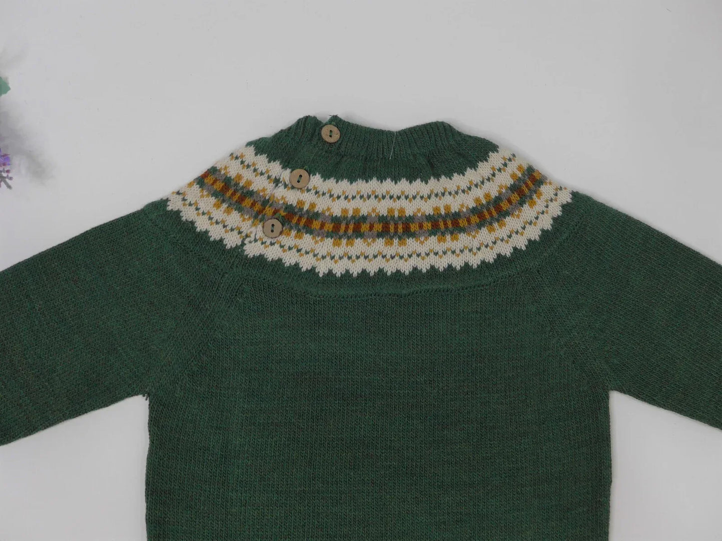 Jersey verde con greca beig y detalles marrones - PARDALETS