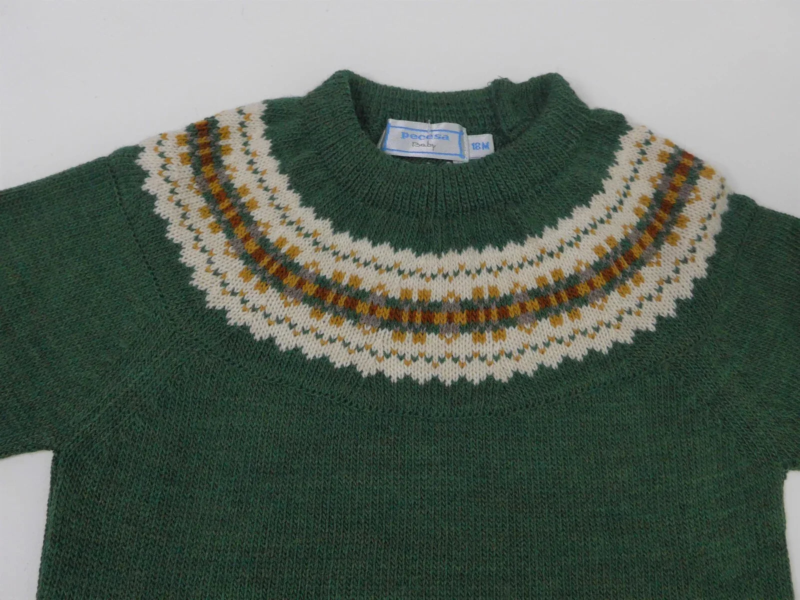 Jersey verde con greca beig y detalles marrones - PARDALETS
