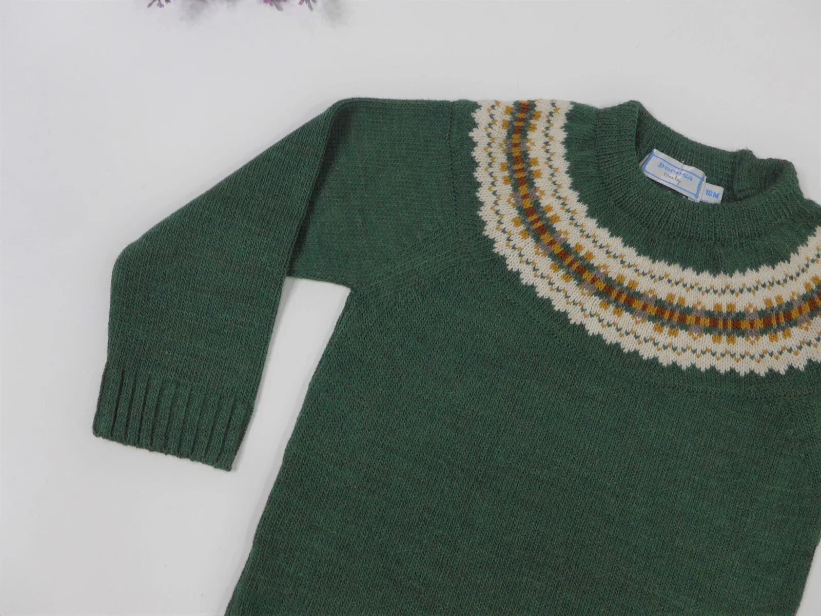Jersey verde con greca beig y detalles marrones - PARDALETS
