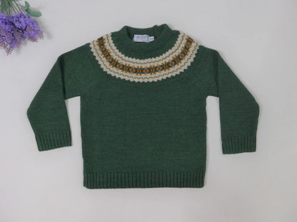 Jersey verde con greca beig y detalles marrones - PARDALETS