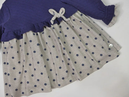 Vestido gris y marino con topitos - PARDALETS