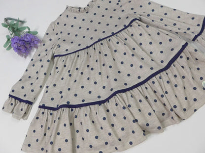 Vestido gris con topitos marino - PARDALETS