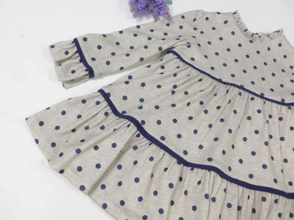 Vestido gris con topitos marino - PARDALETS