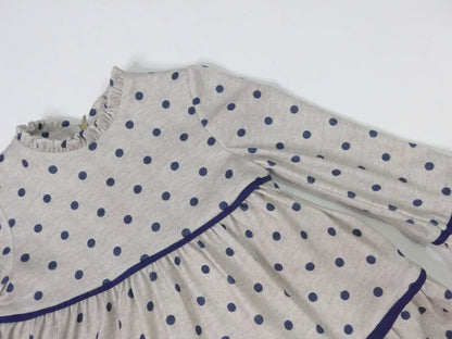 Vestido gris con topitos marino - PARDALETS