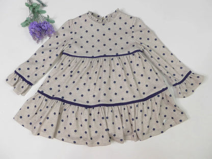 Vestido gris con topitos marino - PARDALETS