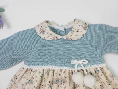 Vestido verde empolvado y florecitas verdes - PARDALETS