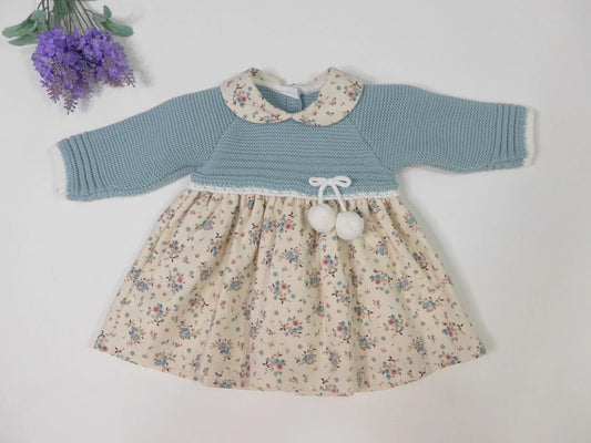 Vestido verde empolvado y florecitas verdes - PARDALETS