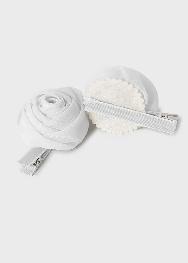 Pinza flor rosa gasa blanca - PARDALETS