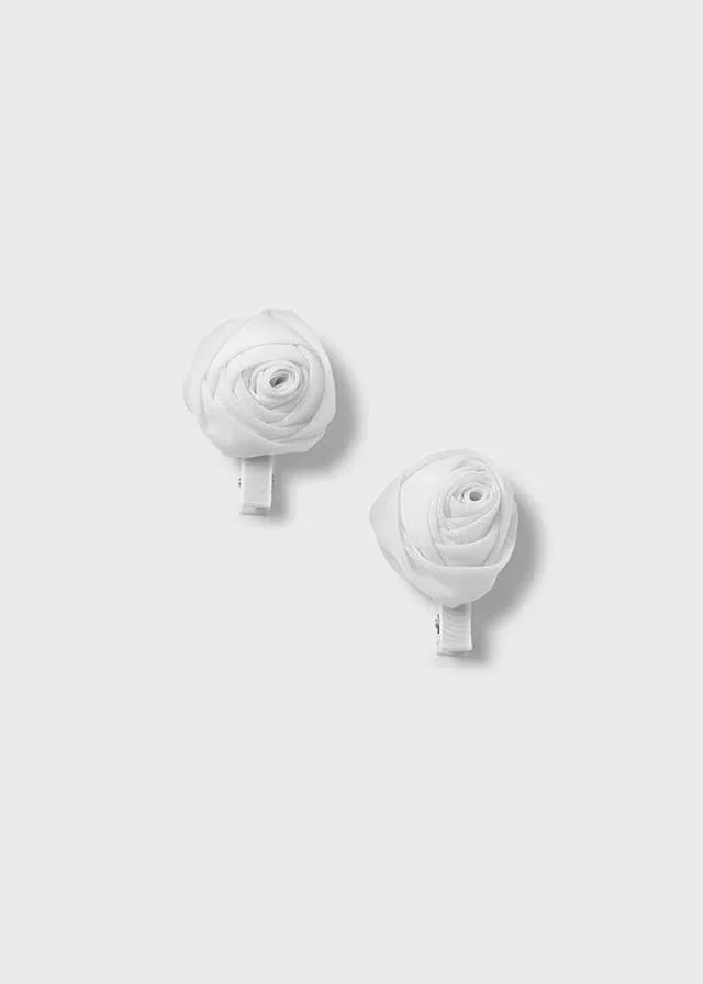 Pinza flor rosa gasa blanca - PARDALETS