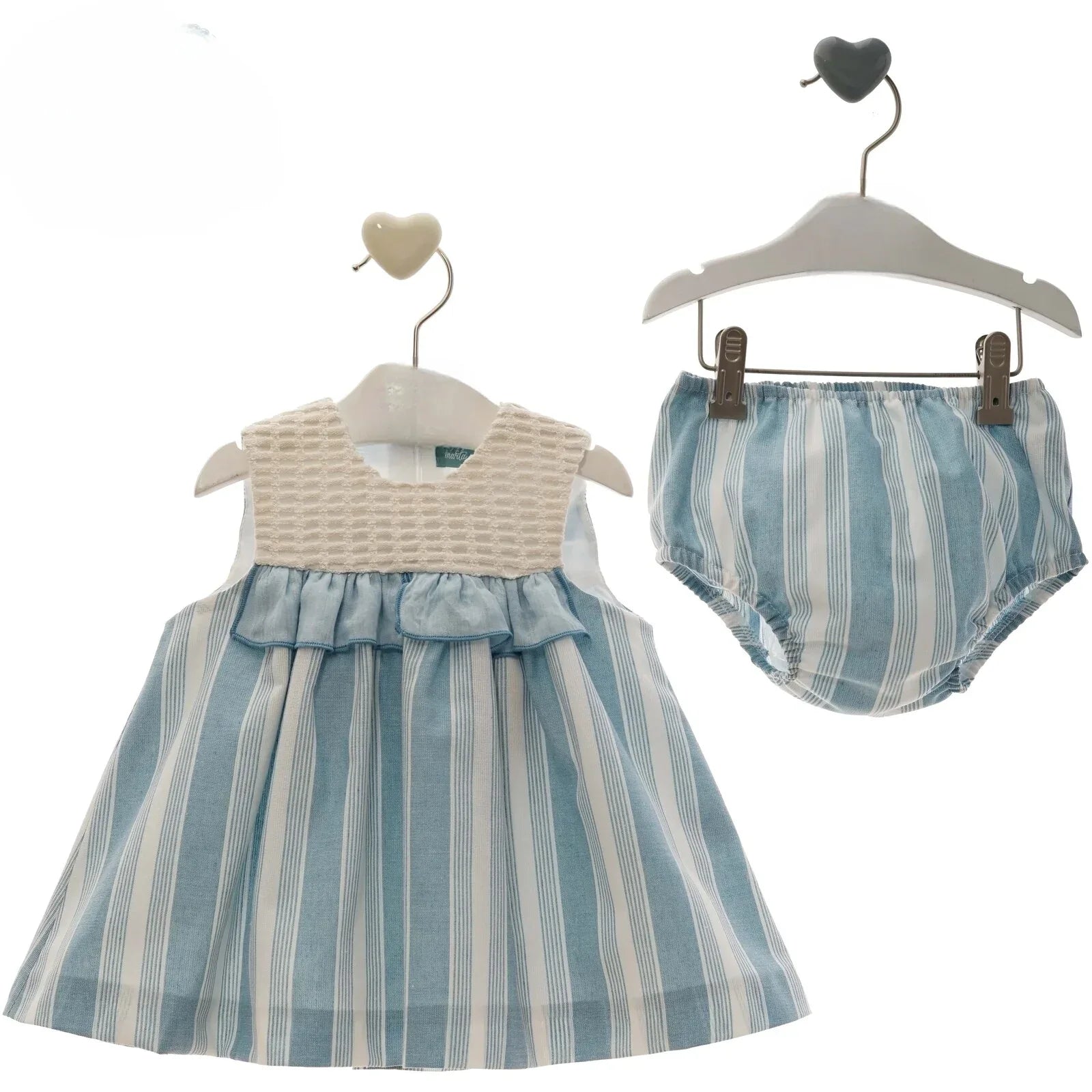 Vestido rayas azules y blancas con braguita "Doris" - PARDALETS