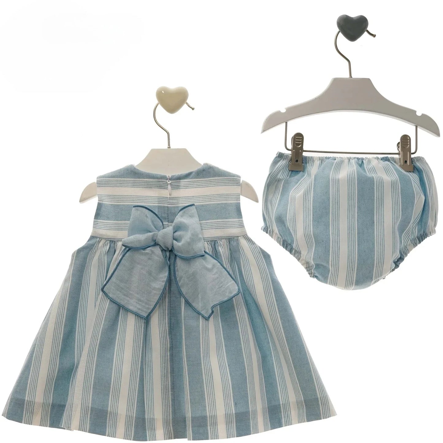 Vestido rayas azules y blancas con braguita "Doris" - PARDALETS