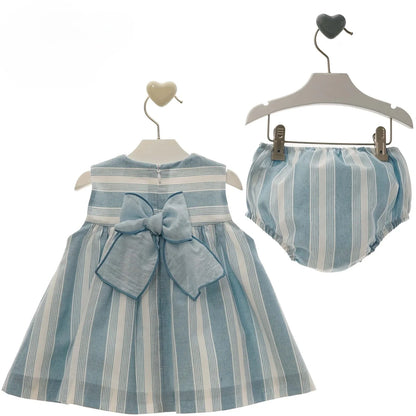 Vestido rayas azules y blancas con braguita "Doris" - PARDALETS