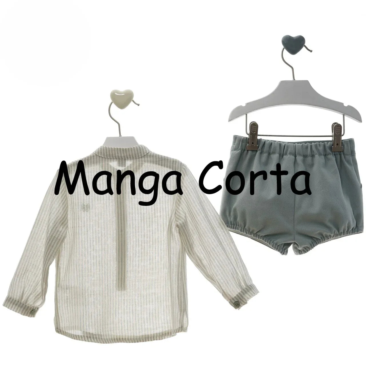 Conjunto camisa rayitas verdes y short verde "Iris" - PARDALETS