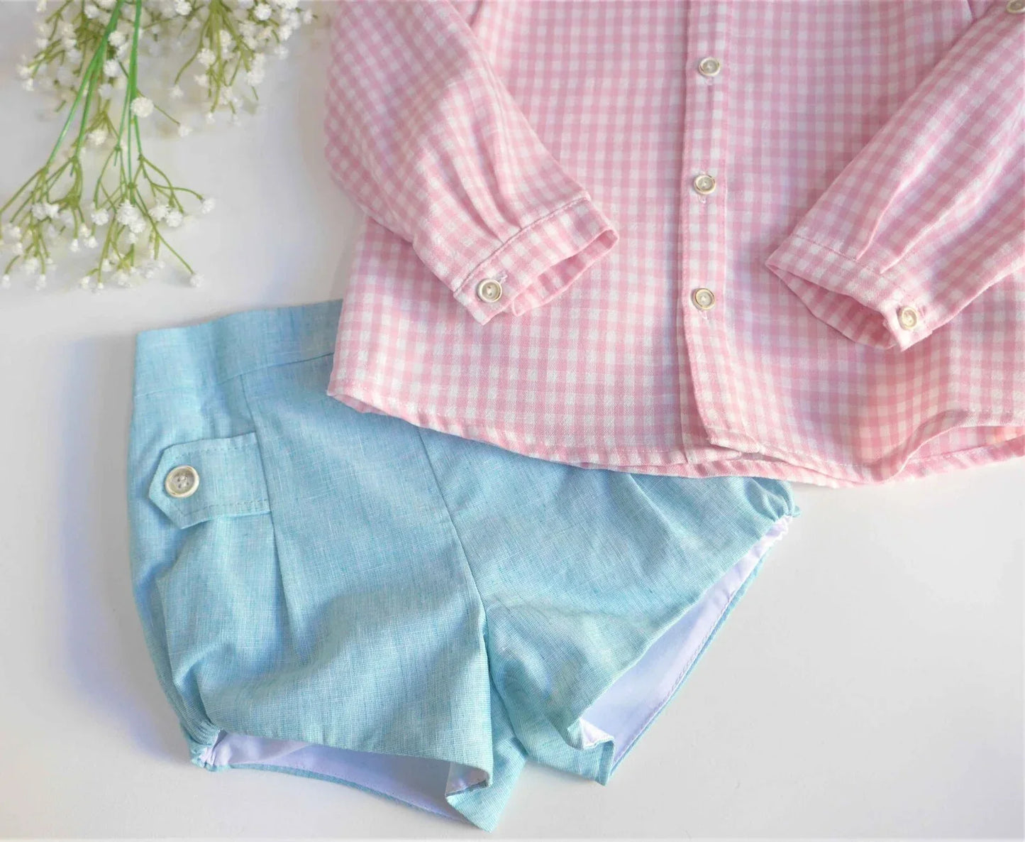Conjunto camisa rosa y short verde "Venus" - PARDALETS