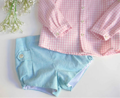 Conjunto camisa rosa y short verde "Venus" - PARDALETS