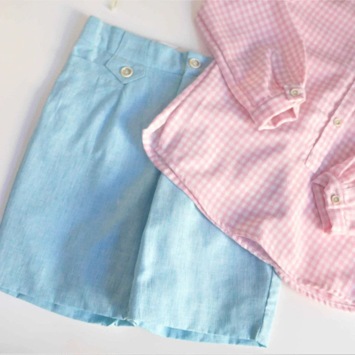 Conjunto camisa vichy rosa y short turquesa "Venus" - PARDALETS