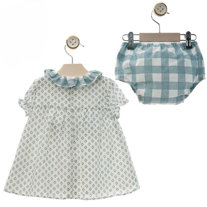 Vestido estampado y cuadros verdes "Marina" - PARDALETS