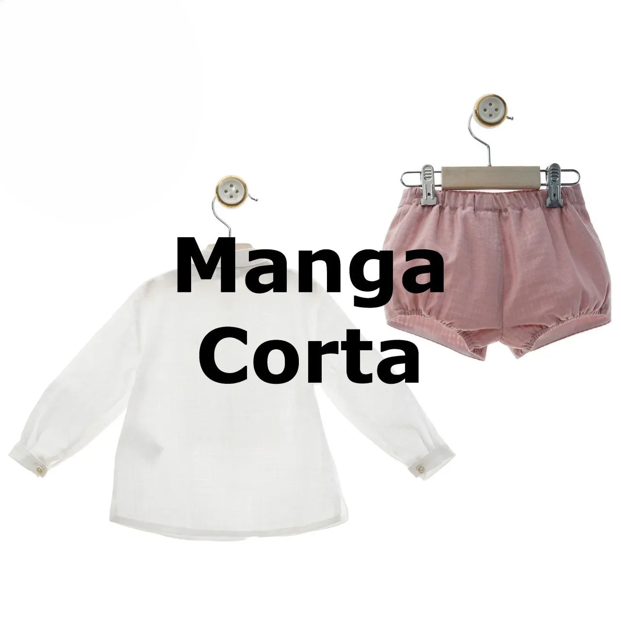 Conjunto camisa blanca MANGA CORTA y short rosa "Brisa" - PARDALETS