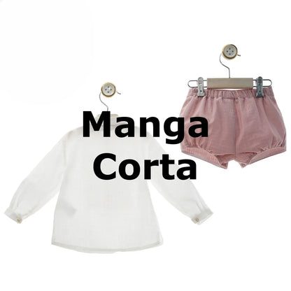Conjunto camisa blanca MANGA CORTA y short rosa "Brisa" - PARDALETS
