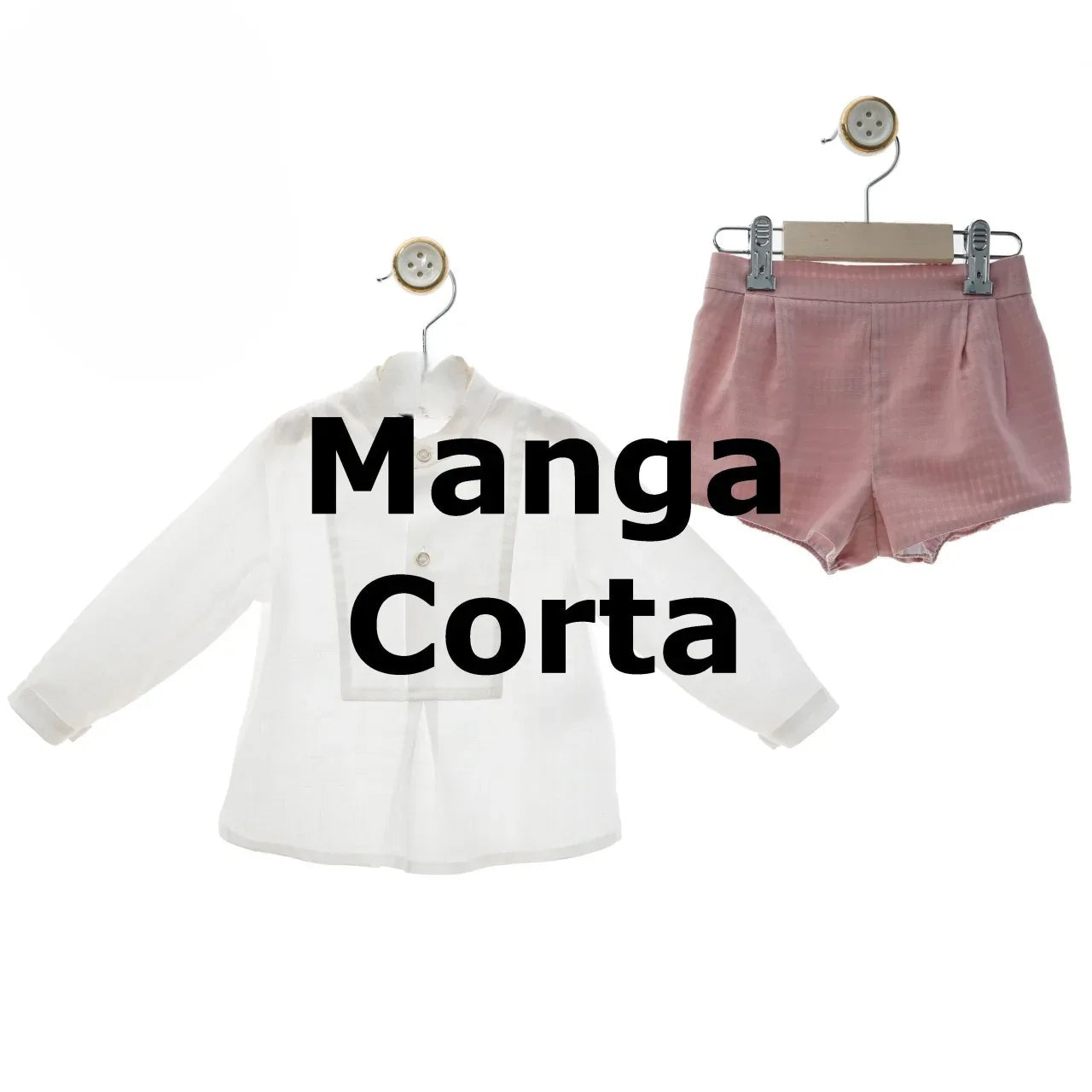 Conjunto camisa blanca MANGA CORTA y short rosa "Brisa" - PARDALETS